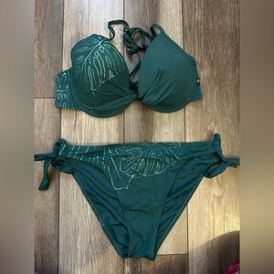 La Vie En Rose Aqua Teal Leaf Bikini Set